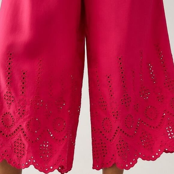 Brand New By Anthropologie Wide-Leg Eyelet Crop Pants - Picture 3 of 7